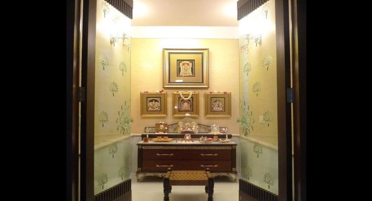 Elevate Your Home Worship: Stunning Traditional Pooja Room Glass Door Designs Images