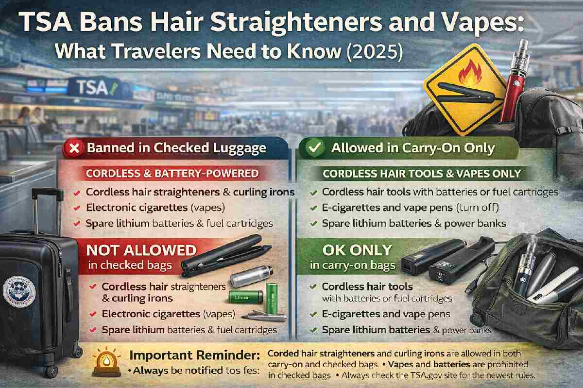 TSA Bans Hair Straighteners and Vapes: Complete Travel Guide (2025)